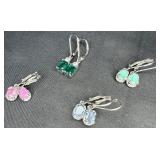 Sterling Silver Earrings w/ Diff. Color Stone