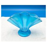 Fenton Celeste Blue Iridescent Stretch Fan Vase