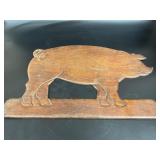 Vintage Folk Art Wooden Carved Pig