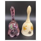 2 Beautiful Vintage Hand Painted Fenton Bells