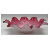 Vtg. Art Glass ï¿½Peach Crestï¿½ Bowl