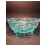 VTG McKee Fentec Pattern Pressed Glass Footed Bowl