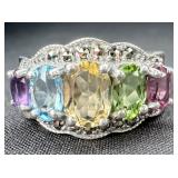 Vintage Sterling Silver Gemstone Ring