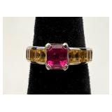 Suzy Levian NY 18K WG Ruby/Sapphire & Diamond Ring
