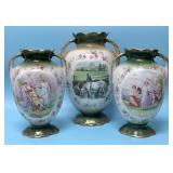 Antique Hand Painted Porcelain Urns/Vases, Signed