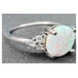 Sterling Silver w/ Opal Gem Ring