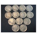13 Buffalo Nickels
