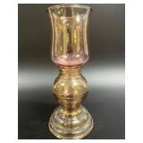 Vintage Fenton Iridescent Pink Glass Candle Holder