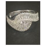 Beautiful Sterling Silver CZ Ring  Size 7 1/4