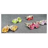 Sterling Silver Stud Earrings w/ Diff Color Stones