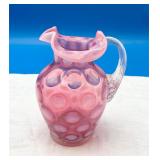 VTG Fenton Cranberry Opalescent Coin Dot Pitcher