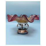 Antique Loetz Hand Painted Brides Basket  w/Base