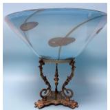 Antique Art Deco Hand Painted Glass Centerpiece