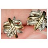 David Yurman Sterling Silver & 18K Gold Earrings