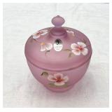 Fenton Pink Chiffon Satin Floral Trinket Box