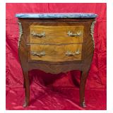 *Louis XV Marble, Marquetry & Ormolu Bedside Table