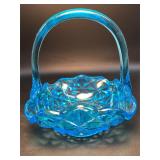 Indiana Glass Monticello Blue Glass Basket Bowl