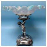 Antique Mt. Washington Ruffled Bowl on Cherub Base