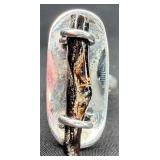 950 Silver w/ Fossilized Wood Ring