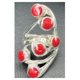 Sterling Silver Red Coral Ring