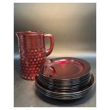 Anchor Hocking Royal Ruby Red Hobnail  Set