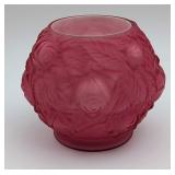 Vtg Fenton LG Wright Puffy Pink Rose Bowl/Vase