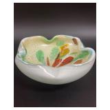 Vintage Italian Hand Painted Murano Art Glass Bowl