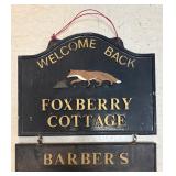 Vtg. Foxberry Cottage Barbers Sign