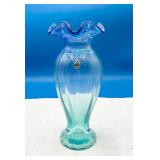 VTG Fenton Ribbed Optic Turquoise Tranquility Vase