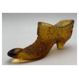 Vtg. L.E. Smith Amber Glass Slipper