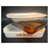 2 Fire-King Dishes & White Dish