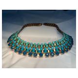 VTG Gold Tone Bead & Ribbon Necklace 21ï¿½