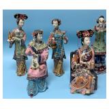 Vintage Wucai Porcelain Figures of Chinese Girls
