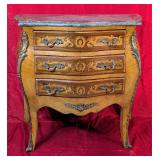 *Louis XV Marble Top Marquetry Bedside Table