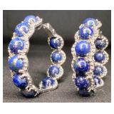 Sterling Silver Lapis Lazuli Hoops Earrings