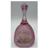 Vtg. Fenton Hand-painted Pink Art Glass Bell