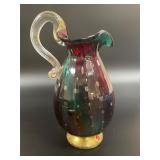 Vintage Murano Art Glass Pitcher w/Label, 9"