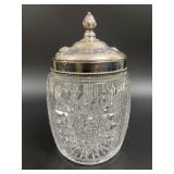 Antique Sterling & Crystal Condiment Jar 7 1/2"