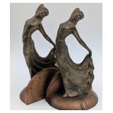 Art Deco Dancing Lady Bronze Patinaed Bookends