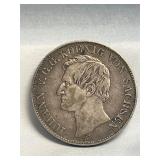 1855 Johann V.G.G. Koenig Von Sachsen Silver Coin
