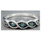 Sterling Silver Blue Diamond Ring