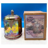 VTG New Indiana Glass Carnival Glass Canister Jar