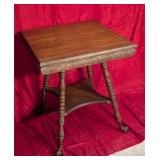 Antique Oak  Table w/Hand Carved Crystal Claw Feet