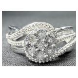 Fancy Sterling Silver Diamond Ring