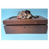 Antique Travel Lap Desk & Jewelry Pouch