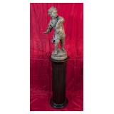 *"Pebble Thrower" Sculpture by Moreau on Pedestal