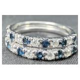 2 Sterling Silver Diamond & Sapphire Bands