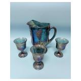 VTG Indiana Glass Co. Harvest Grape Pitcher w/3