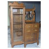 Antique Carved Oak Side by Side