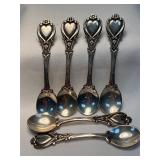 6 JWR Sterling Silver Salt Spoons 2 1/2ï¿½ 24 grams